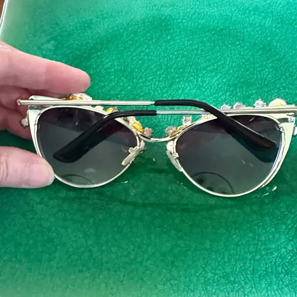 Embellished Green and Silver Festival Sunglasses